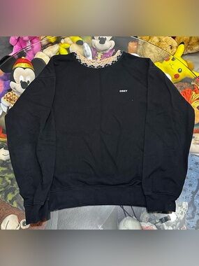 Obey Men's Black Crewneck Sweater